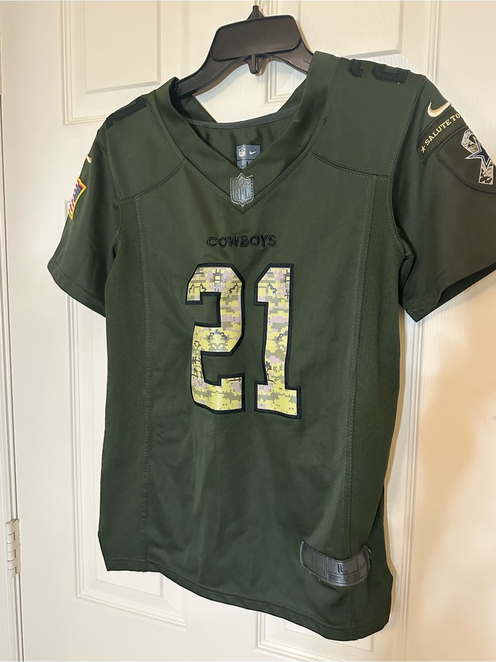 Dallas Cowboys Kids' #21 Camo Number Performance Jersey - Green